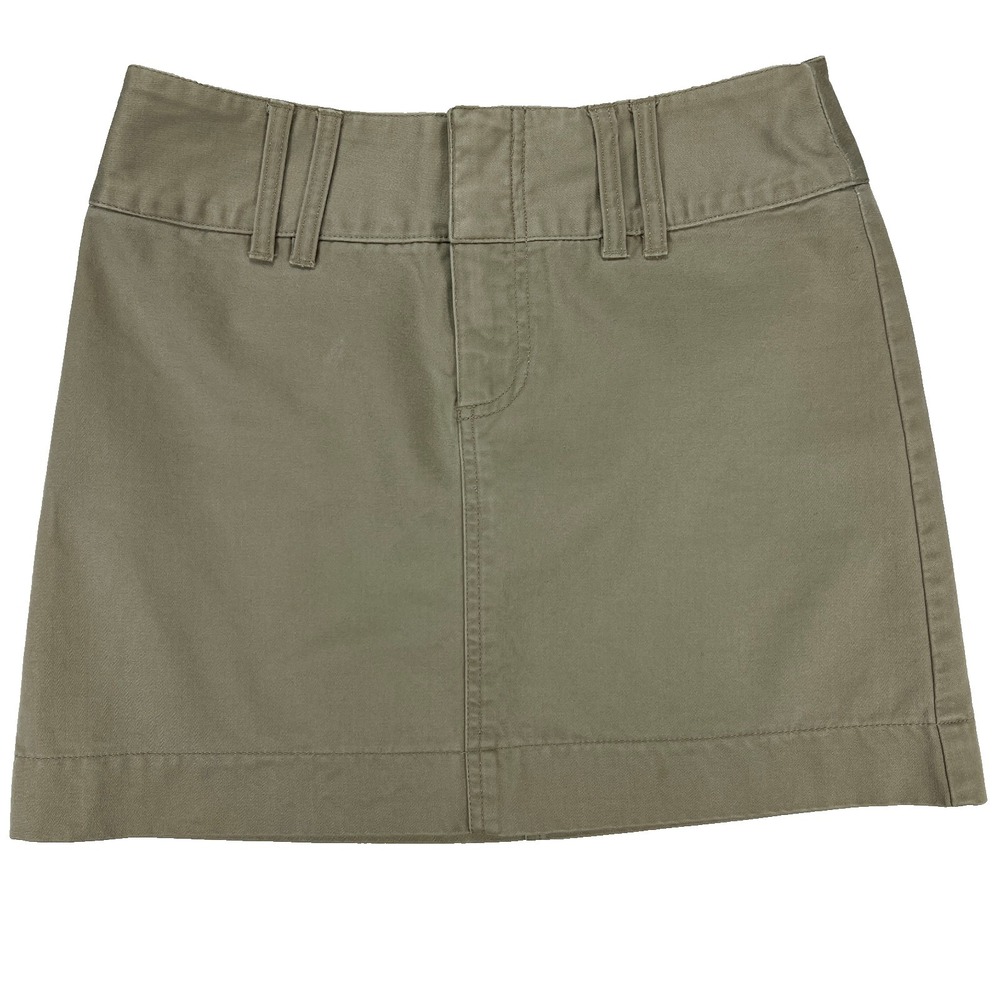 Vtg Gap Khakis Mini Skirt Womens Size 2 Beige Tan Twill Y2K Low Rise Casual Prep